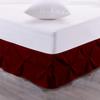 Bed Skirt - Pinch Pleat Pintuck Dust Ruffle with Split Corner 21" Drop Bed Skirt, Ultra Soft 100% Cotton 800 Thread Count Luxury Pinch Pleated Bed Skirt, King Size, Burgundy view 3