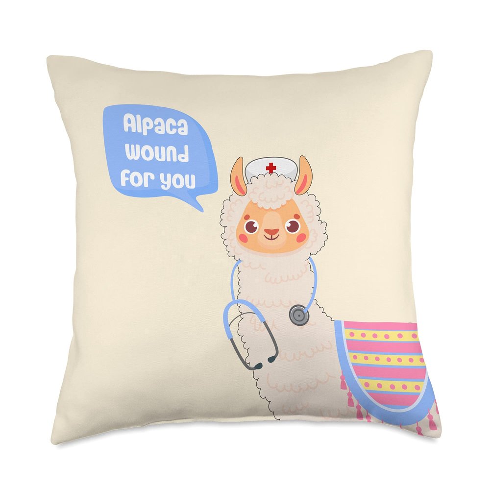 Alpaca Wound for You Cute Llama Wound Care Nurse Gift Throw Pillow