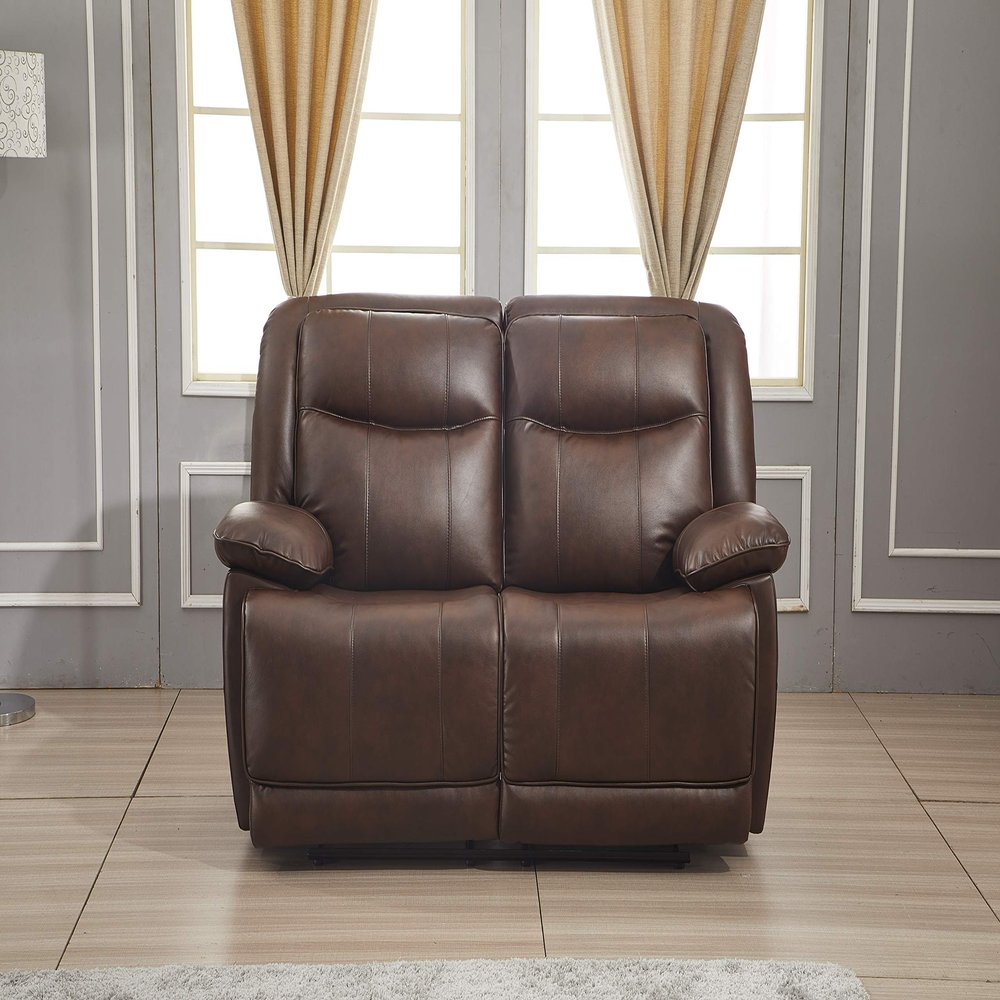 Betsy Furniture Bonded Leather Reclining Sofa Couch Set Living Room Set 8006 (Brown, Loveseat)