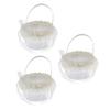 AMLESO 3Pcs Flower Girl Basket White Flower Basket, Wedding Basket for Matrimony view 1