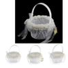 AMLESO 3Pcs Flower Girl Basket White Flower Basket, Wedding Basket for Matrimony view 3