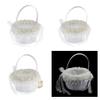 AMLESO 3Pcs Flower Girl Basket White Flower Basket, Wedding Basket for Matrimony view 4