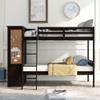 Twin Over Twin Bunk Bed for Kids, Wood Multi-Functional Combination of Bunk Bed Frame with Full-Length Guardrails and Ladder, Bookcase, Drawers (Espresso) view 3