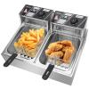 ZOKOP Deep Fryer 12.7QT12L Stainless Steel Double Cylinder Electric Fryer with Baskets Filters,Electric Fryer for Turkey,French Fries,Donuts view 1