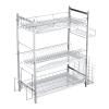 3-layer Stainless Steel Metal Kitchen Storage Rack Basket Storage Box Dish Drain Rack Dish Drying Rack With Tray To Save Space And Easy To Clean 50 24 63 Cm ZDXY view 1