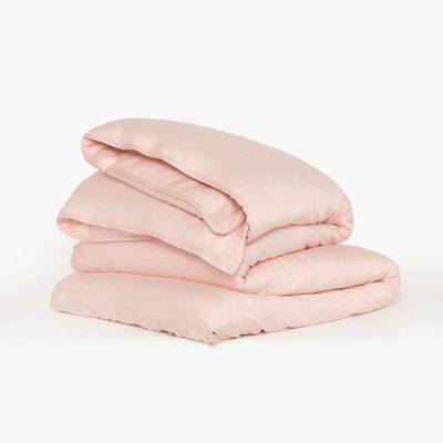 Buffy 100% Eucalyptus Lyocell Duvet Cover with Corner Ties - Protects and Covers Your Comforter/Duvet Insert, Silky Soft, Cool-to-The-Touch, Naturally-Dyed (Pink, Full/Queen)