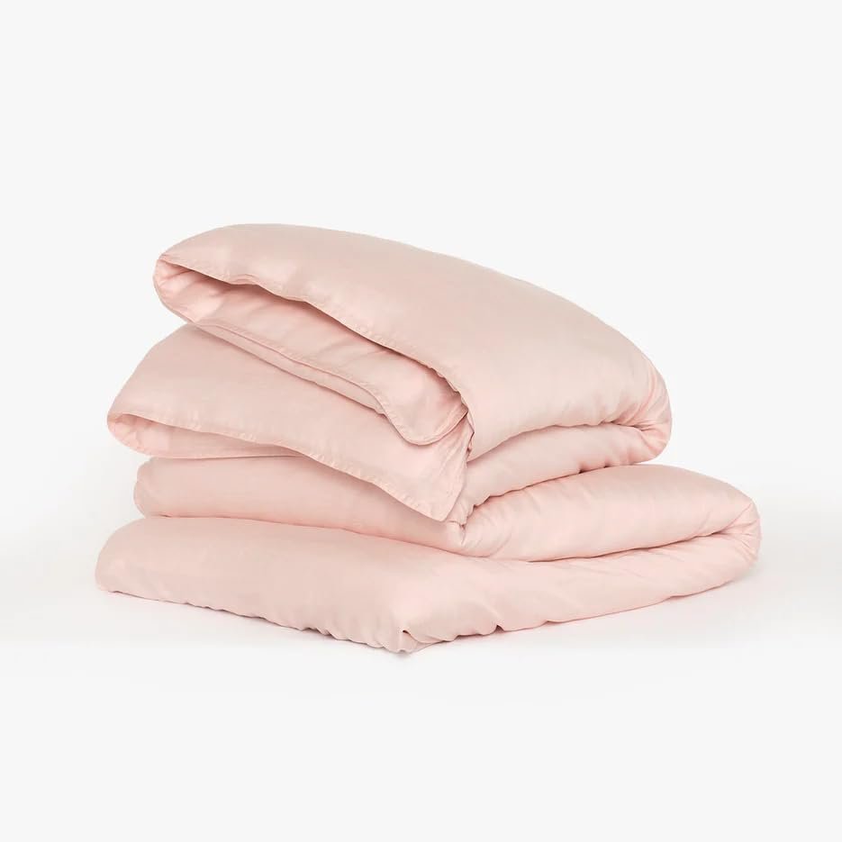 Buffy 100% Eucalyptus Lyocell Duvet Cover with Corner Ties - Protects and Covers Your Comforter/Duvet Insert, Silky Soft, Cool-to-The-Touch, Naturally-Dyed (Pink, Full/Queen)