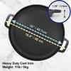 16 Inch Cast Iron Pizza Pan Round Griddle by StarBlue with FREE Silicone Handles and 30 Recipes Ebook Pre-Seasoned Comal, Kitchen Essentials for Pizza Lovers, Baking, Grill, BBQ, Stove Oven Safe view 2