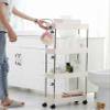 Kitchen Wagon, Slim with Casters, Kitchen Storage, Multi Wagon, Scandinavian Kitchen Rack, Stylish, Basket Wagon, 4 Tiers, Interior Decoration, Slim Wagon (Beige, Width 15.7 x Depth 4.9 x Height 33.9 view 2