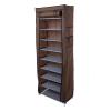 10 Tier Shoe Rack Storage Organizer, 36 Pairs Portable Double Row Shoe Rack Shelf Cabinet Tower for Closet with Nonwoven Fabric Cover (Coffee), (58 x 29 x 160)cm view 1