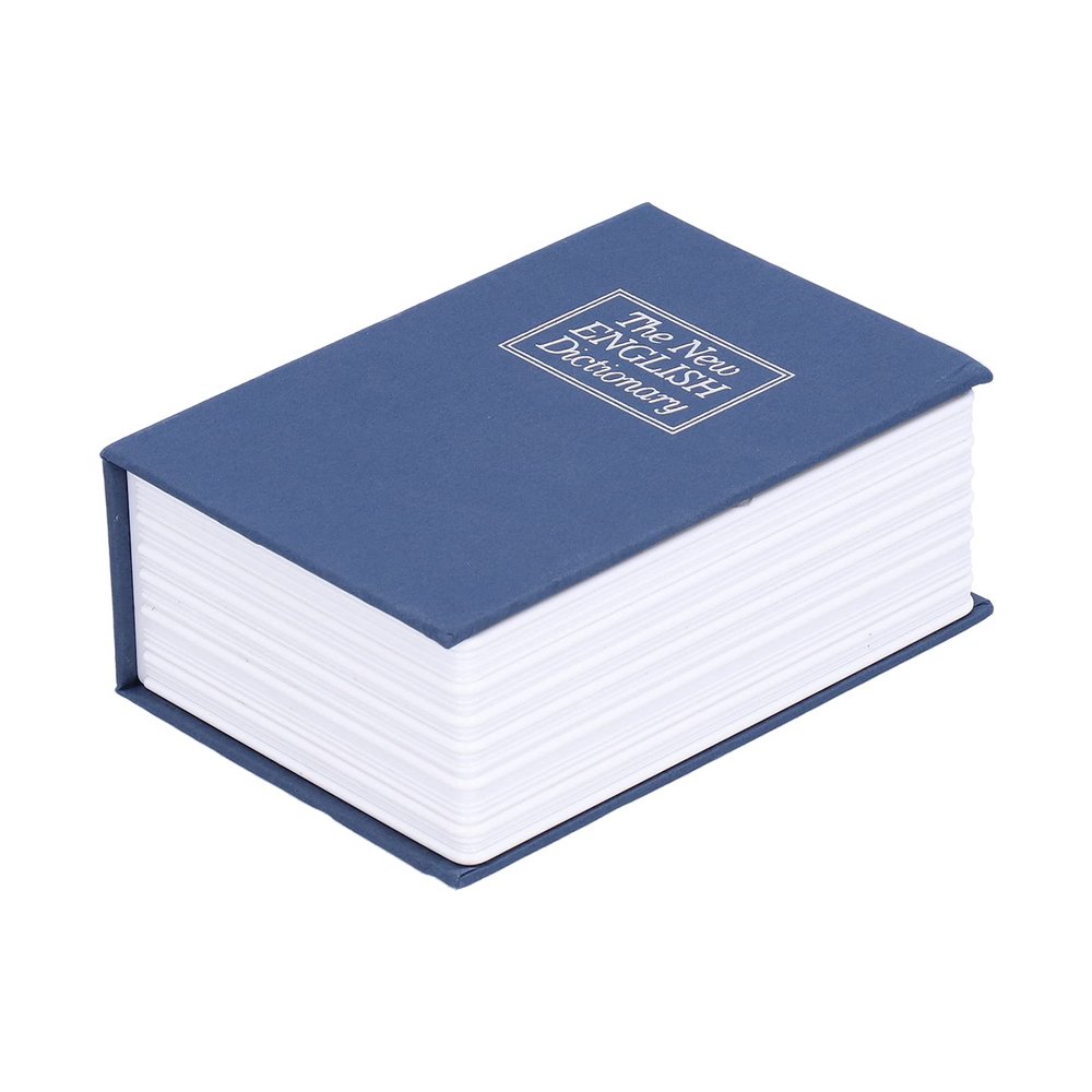 Mini Box,Simulation Book Security Money Jewelry Box,with Lock Keys,for Children and Friends(Blue)
