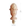 2PCS Small Leaf Carved 5"H Wood Pineapple Finial For Curtain Rod and Stair Post (Red Oak) view 2
