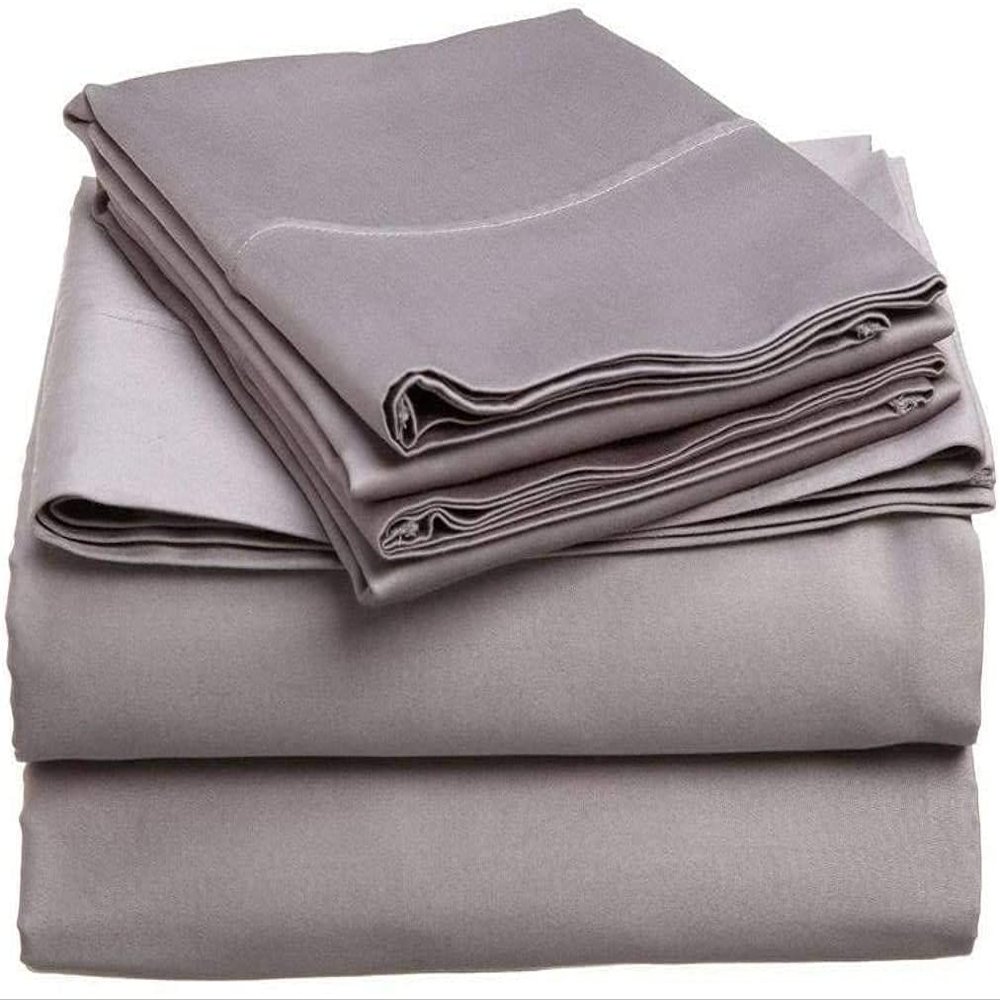 Tula Linen 700 TC 100% Egyptian Cotton Sleeper Sofa Bed Sheet Set Solid Queen XL Size (60"x 80"x6") Color Silver Grey with 4 -PCS Fitted Straps Premium Quality