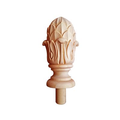 2PCS Small Leaf Carved 5"H Wood Pineapple Finial For Curtain Rod and Stair Post (Hard Maple)