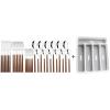 30-Piece Brown Handle Mirror Wood Pattern Silverware Set for 6, JANKNG 18/8 Stainless Steel Flatware Set with Anti-Slip 5 Compartment Tray, Cutlery Sets Knife Fork Spoon for Party Kitchen view 1