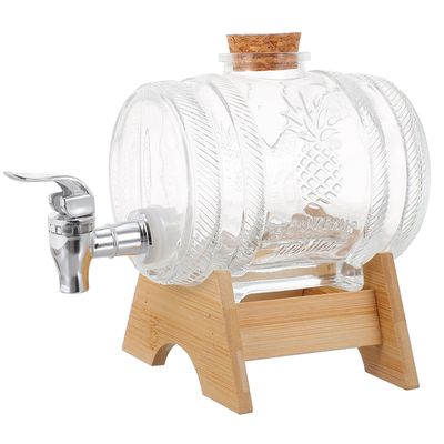 Cabilock Unique Design Glass Wine Barrel Dispenser Tall Drink Dispenser for Dad or Husband Present