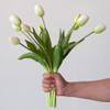 Aoivrb 10 PCS Artificial Tulip Flowers Real Touch Tulips Artificial Plastic Flower Fake Bouquet Table Arrangements Gift for Home Office Party Wedding Birthday Garden Store Decoration (White) view 1