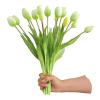 Aoivrb 10 PCS Artificial Tulip Flowers Real Touch Tulips Artificial Plastic Flower Fake Bouquet Table Arrangements Gift for Home Office Party Wedding Birthday Garden Store Decoration (White) view 3