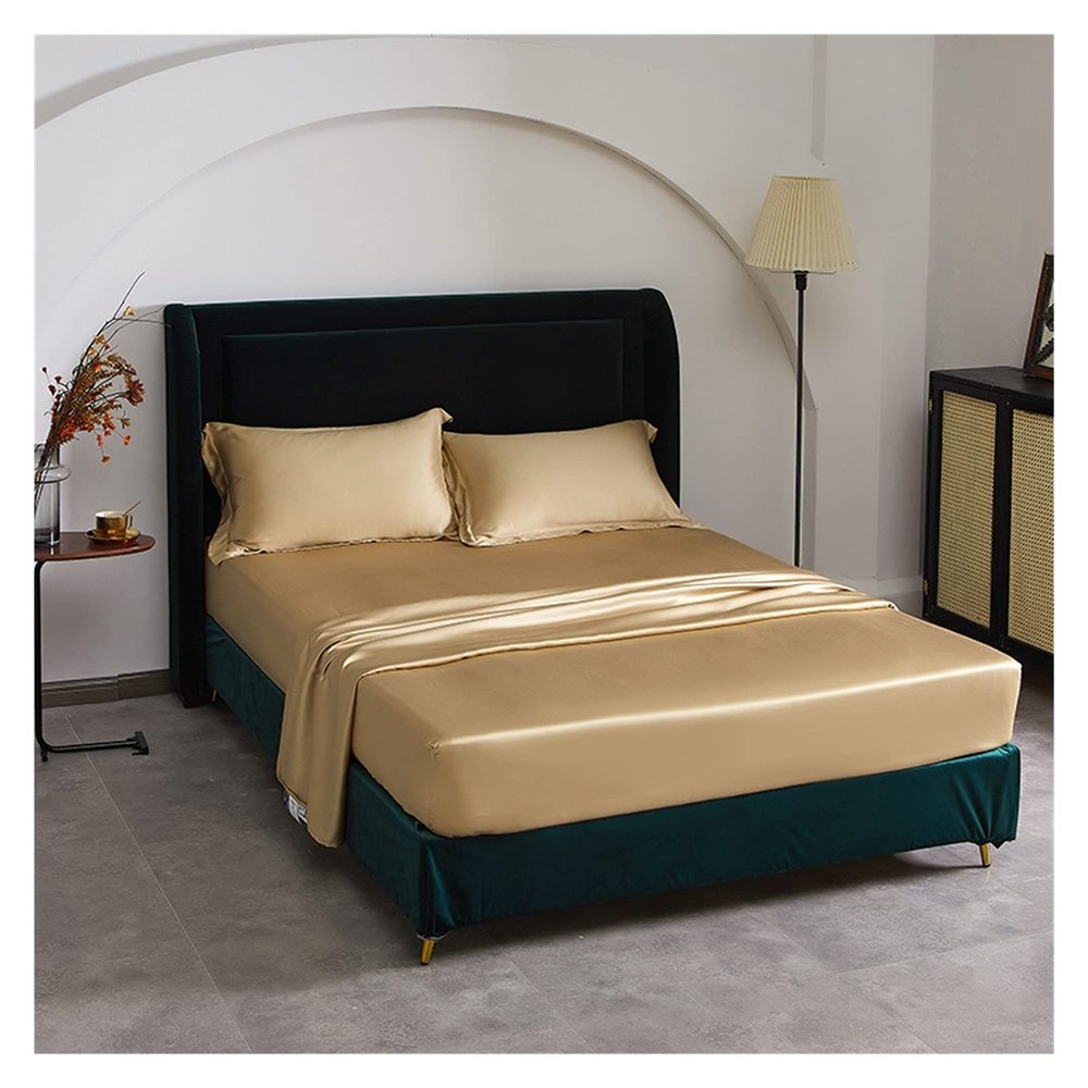 MZP Fitted Sheet Only Twin 60S Light Luxury Tencel Silky Extra Deep Pocket Bed Sheet Premium 100% Lyocell Fiber Fitted Bottom Sheets encel Touch Silky Fabric (Color : Camel, Size : 150x200+32cm)