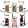 qiuqiu 2 Layer Rotating Storage Shelves, Convenient Stainless Steel Storage for Spice Tray 360 Degree Turntable Counter Cabinet Tray view 1