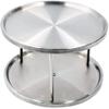 qiuqiu 2 Layer Rotating Storage Shelves, Convenient Stainless Steel Storage for Spice Tray 360 Degree Turntable Counter Cabinet Tray view 2