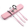 ZACOclub Portable Utensils Flatware Set,Reusable 304 Stainless Steel Cutlery Set, 3 PCS Spoon Fork Knife with Case Set(Pink) view 1