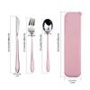 ZACOclub Portable Utensils Flatware Set,Reusable 304 Stainless Steel Cutlery Set, 3 PCS Spoon Fork Knife with Case Set(Pink) view 3