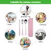 ZACOclub Portable Utensils Flatware Set,Reusable 304 Stainless Steel Cutlery Set, 3 PCS Spoon Fork Knife with Case Set(Pink) view 4