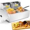 Casulo Electric Deep Fryer with Removable 2 x 6L Basket & Lid, 20.7QT Commercial Deep Fryers with Temperature Limiter, Stainless Steel Double Fryer for Turkey, French Fries, Donuts and More view 1