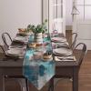 ARTSHOWING Turquoise Grey Table Runner Farmhouse Style Burlap Table Runner Modern Abstract Art Table Runners for Family Kitchen Dinning Table Decorative 13 X 108 Inch view 3