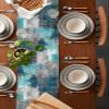 ARTSHOWING Turquoise Grey Table Runner Farmhouse Style Burlap Table Runner Modern Abstract Art Table Runners for Family Kitchen Dinning Table Decorative 13 X 108 Inch view 4