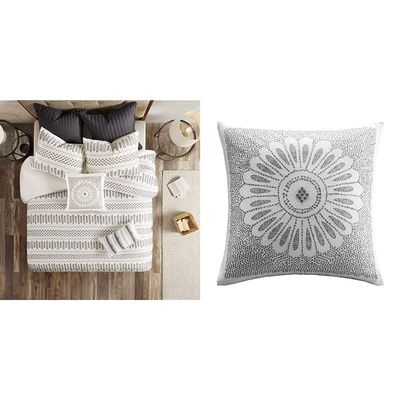 INK+IVY Luxurious Cotton Bedding Set + Decorative Pillow - Mid Century Modern Style, Matching Shams and Lumbar Support