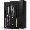 4 Piece Wedding Cake Knife and Champagne Flutes Server Set Mr and Mrs Toasting Flutes Crystal Rhinestone Cake Cutting Set for Bride and Groom Wedding Engagement Bridal Shower Gifts(Gold) view 1