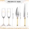 4 Piece Wedding Cake Knife and Champagne Flutes Server Set Mr and Mrs Toasting Flutes Crystal Rhinestone Cake Cutting Set for Bride and Groom Wedding Engagement Bridal Shower Gifts(Gold) view 2