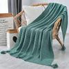 Bedding Home Sofa Knitted Throw Blanket Nordic Soft Thread Blanket with Tassel (130CMX170CM, Green) view 3