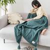 Bedding Home Sofa Knitted Throw Blanket Nordic Soft Thread Blanket with Tassel (130CMX170CM, Green) view 4