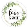 Love is Sweet Wedding Favor Stickers, Greenery Bridal Shower, 2 Inch Circle Gift Labels, Pack of 50 view 1