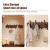 DESAINOPH Wooden Coat Rack Wall Mounted Sticks Multi Rack Solid Handmade Natural Walnut Wood Artwork with 5 Flip-Down Unique Modern Hooks for Coats Bag Hat Umbrella view 2