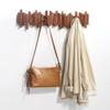 DESAINOPH Wooden Coat Rack Wall Mounted Sticks Multi Rack Solid Handmade Natural Walnut Wood Artwork with 5 Flip-Down Unique Modern Hooks for Coats Bag Hat Umbrella view 3