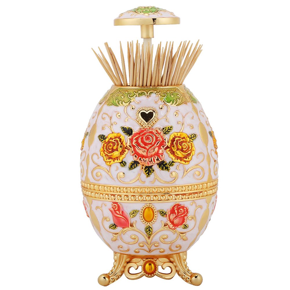 Toothpick Dispenser Toothpick Storage Metal Toothpick Container for Office Decoration(Golden Flower)