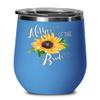 Mother of the Bride Sunflower Wine Tumbler Cute Wedding Idea from Groom 12Oz Powder Coated Stainless Steel Insulated Hot Cold Mother-in-law Coffee Cup view 1