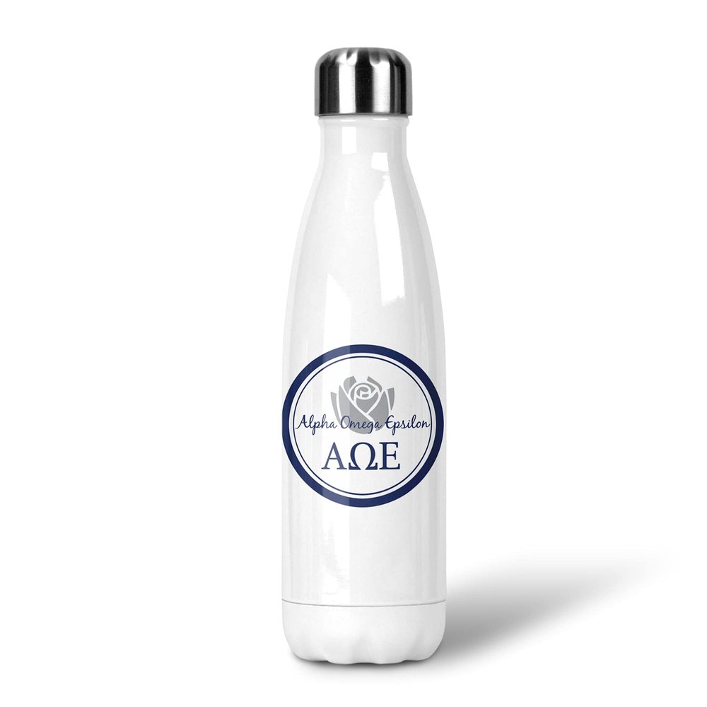 Alpha Omega Epsilon Sorority Stainless Steel Metal Water Bottle 17 OZ (Alpha Omega Epsilon 1)
