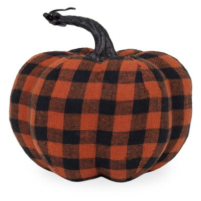 Boston International Decorative Tabletop Fabric Pumpkin, Medium, Black & Orange