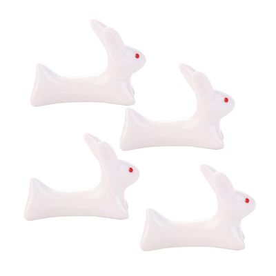 8pcs holders tool carrier Bunny shape chopstick rest Ceramic spoon holder miniature bunnies ceramic rabbit chop sticks chopstick rest rack