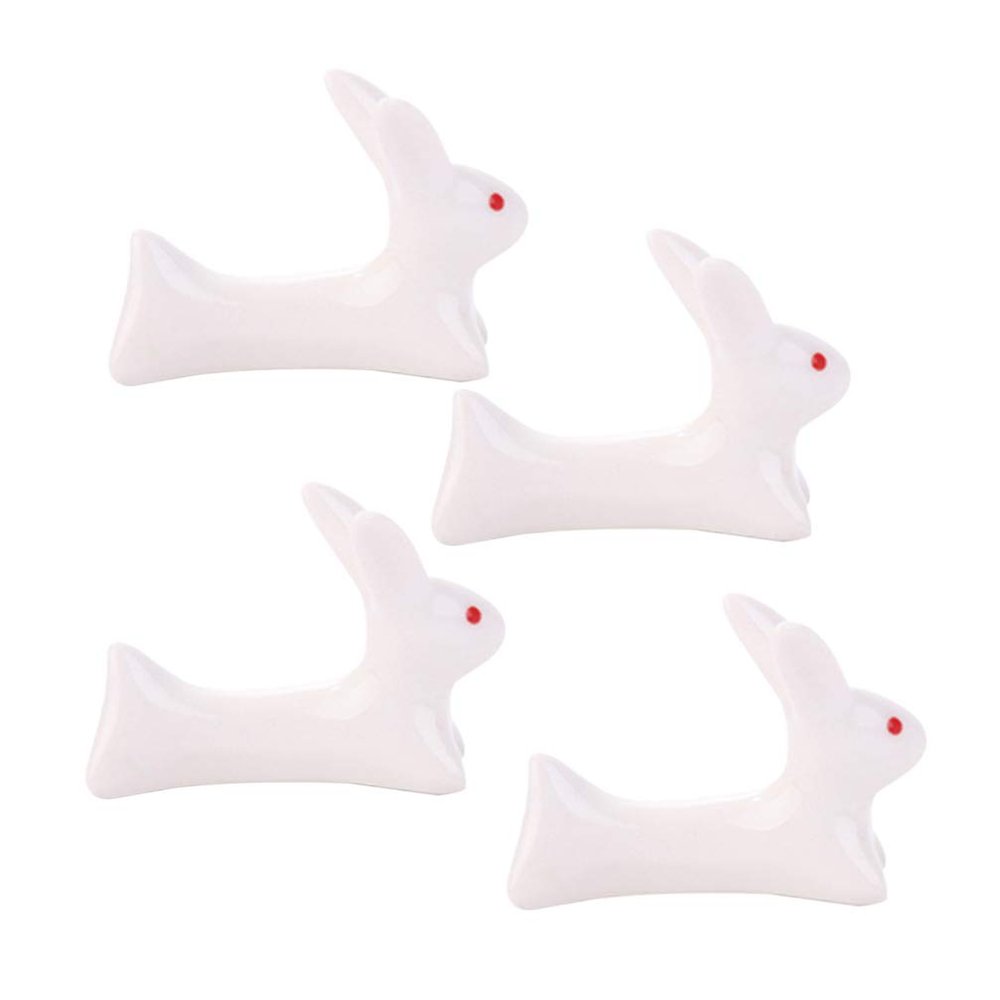 8pcs holders tool carrier Bunny shape chopstick rest Ceramic spoon holder miniature bunnies ceramic rabbit chop sticks chopstick rest rack
