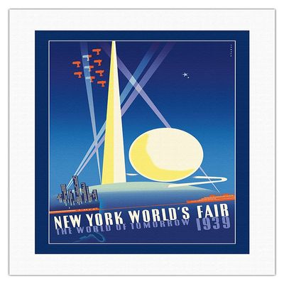 1939 New York Worlds Fair - The World of Tomorrow - Vintage Travel Poster by Joseph Binder - Fine Art Rolled Canvas Print 16in x 20in