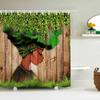 4PCS African American Green Leaves Vine Shower Curtain Sets with Non-Slip Rugs,Toilet Pad Cover,Bath Mat and 12 Hooks,Afro Girl Waterproof Bath Curtain Black Art Bathroom Decor,Green Leaves Girl view 2