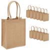 Sparkle and Bash Mini Tote Bags - 8 x 10 x 4 Inches, Brown, 12 Pack - Burlap Party Bags with Handles for Gifts & Crafts view 1