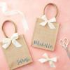 Sparkle and Bash Mini Tote Bags - 8 x 10 x 4 Inches, Brown, 12 Pack - Burlap Party Bags with Handles for Gifts & Crafts view 2