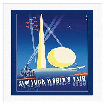 1939 New York Worlds Fair - The World of Tomorrow - Vintage Travel Poster by Joseph Binder - Fine Art Rolled Canvas Print 20in x 26in